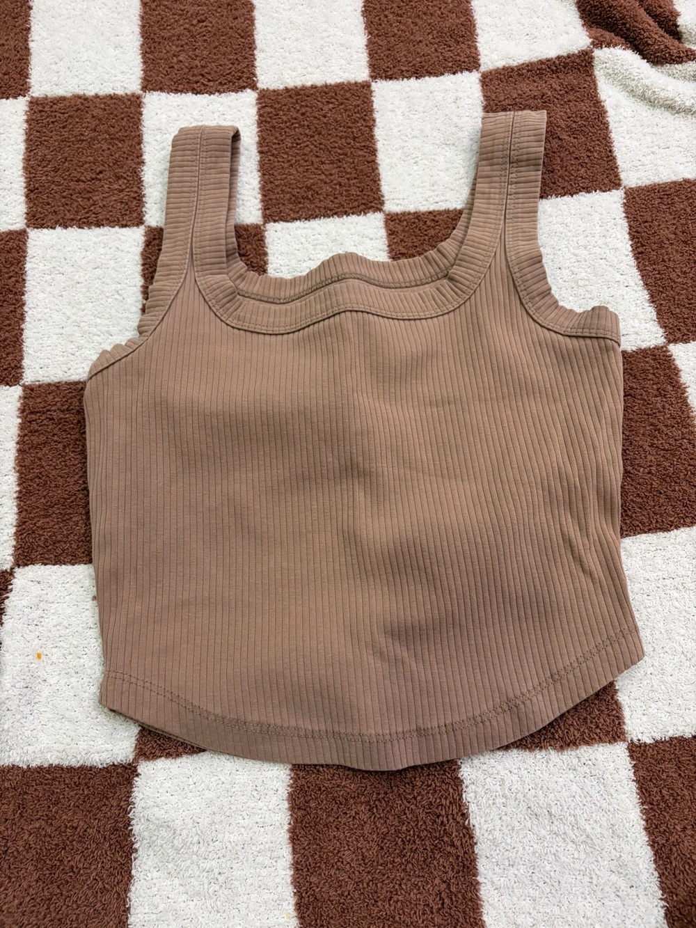 Madewell Ribbed Square-Neck Tank Top - Taupe Brown